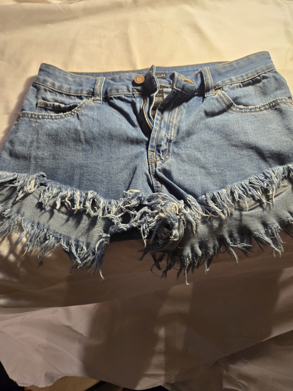 Sincerely Jules Light Blue Distressed Frayed Hem Denim Shorts